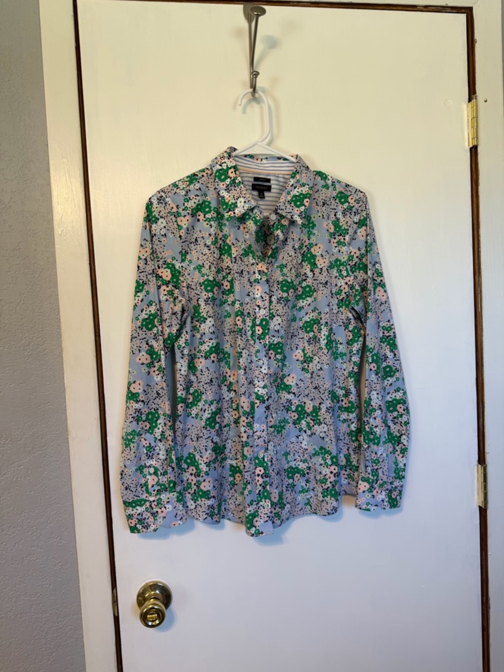 Talbots Green and White Floral Button-Down Shirt